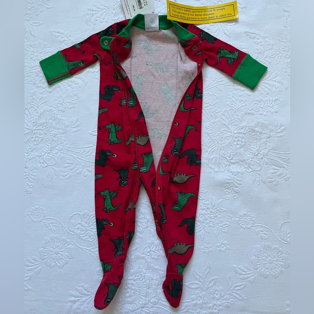 NWT Hanna Andersson Dino Print Footed Organic Cotton Sleeper Baby Size 0-6 Month - Picture 7 of 9